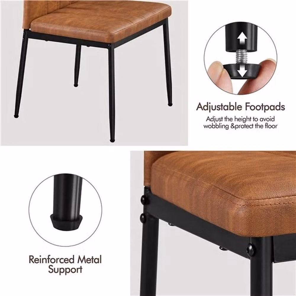 Kelvenix Brown Faux Leather Dining Chairs – 5