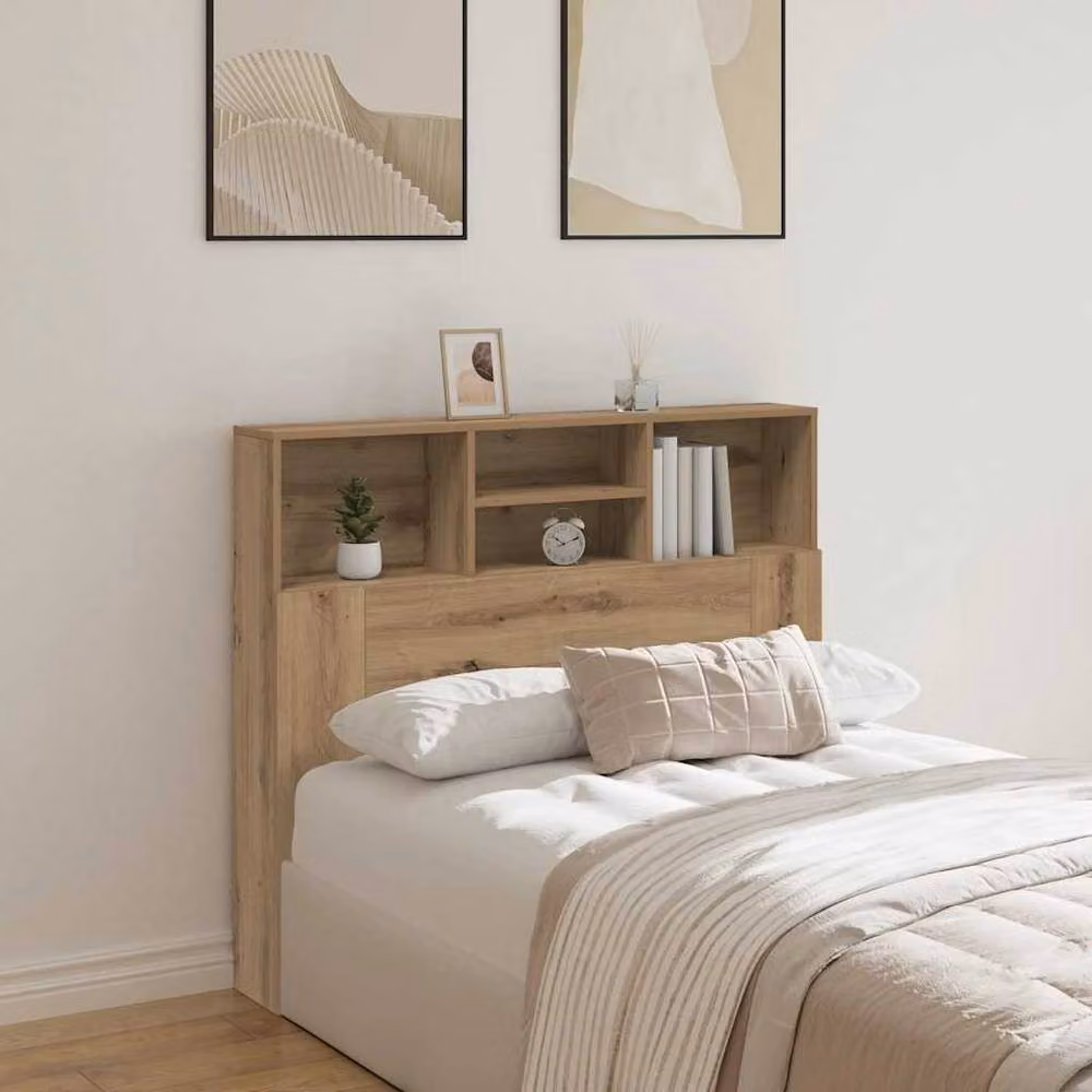 Berkfield Home Artisan Oak Headboard Cabinet in Brown, W/D/H: 120 x 19 x 103.5 cm – 2