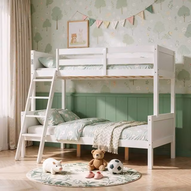 Comfy Living Ltd Enmore Triple Bunk Bed in White, Solid Pine Wood, 120 x 200 cm – 1