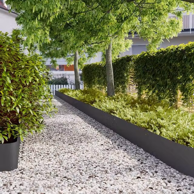 Berkfield Home Black Cold-rolled Steel Lawn Edgings, 20 Pieces, H x W: 25 x 103 cm