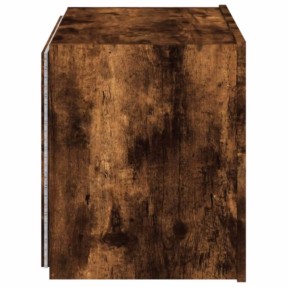 Berkfield Home TV Wall Cabinet with LED Lights in Smoked Oak Brown, W: 60 cm, D: 35 cm, H: 41 cm – 9