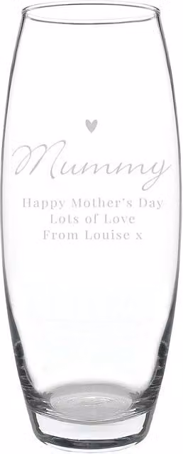 Personalised Memento Company Women's Personalised Love Heart Bullet Vase in Clear Glass – 1