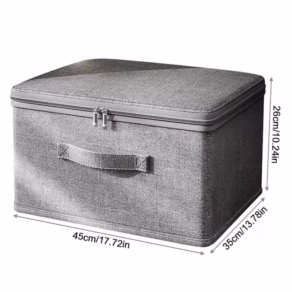 FORGEVIO Set of 3 Large Foldable Fabric Canvas Storage Boxes in Grey – 2