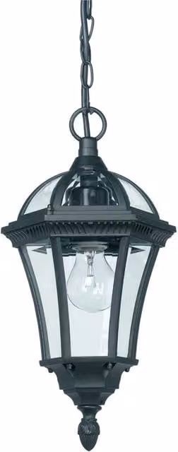 Happy Homewares Black Aluminium and Glass Exterior Hanging Porch Lantern Pendant Light