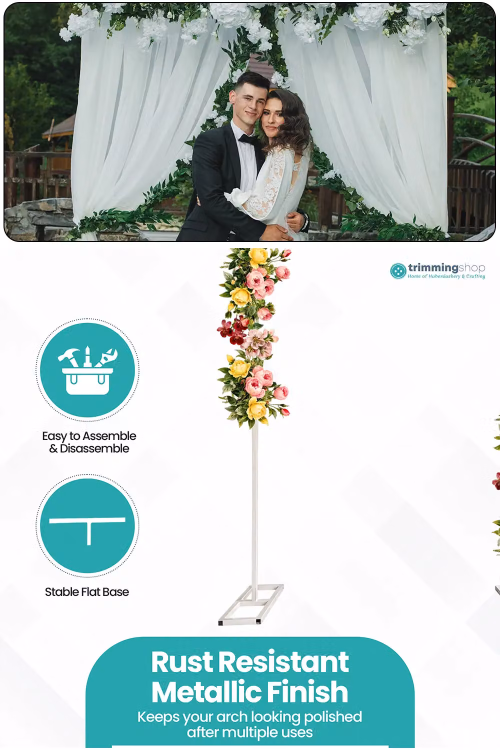 Neel Blue White Metal Rectangle Arch Backdrop Stand with Base, H 200 cm x W 150 cm – 2