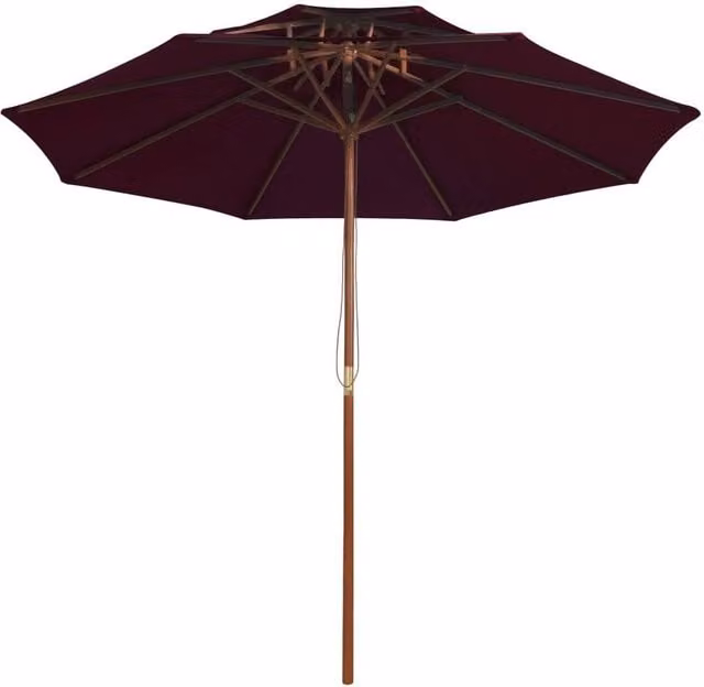 Berkfield Home Double Decker Garden Parasol with Lacquered Wooden Pole in Bordeaux Red, Diameter: 270 cm – 1