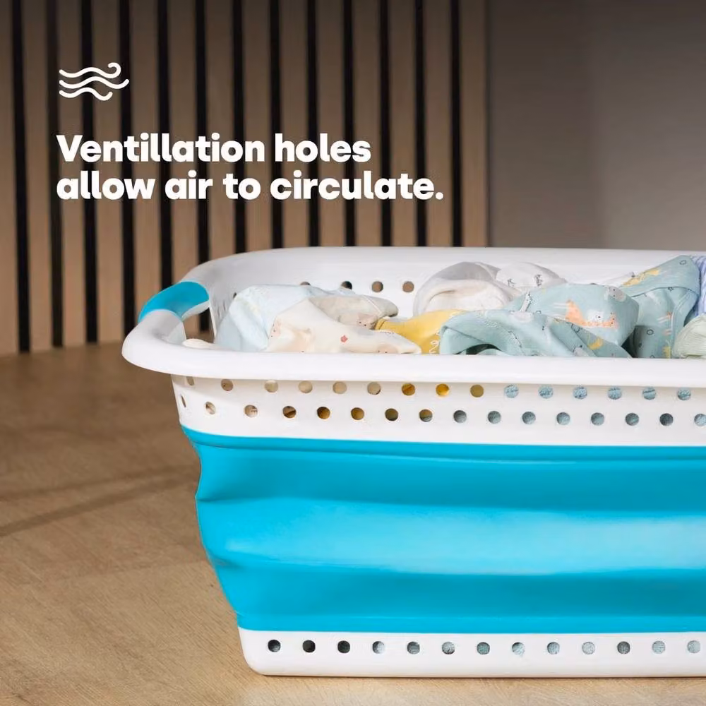 NESTLUNE Collapsible Laundry Basket, 58L, Turquoise – 2