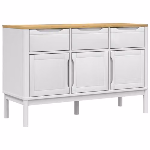 vidaXL FLORO White Sideboard in Solid Pine Wood, W/D/H: 114 x 43 x 74 cm – 1