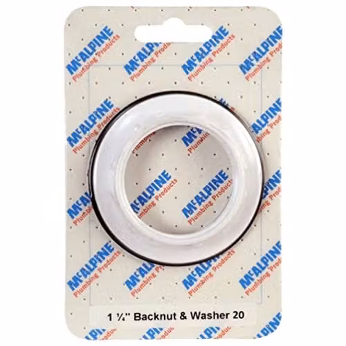 McAlpine CARD-20 1.25 inch White Plastic Backnut and Washer