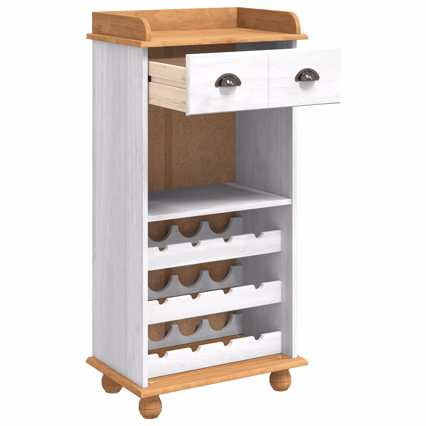 Berkfield Home ASKIM Wine Cabinet in White Solid Pine Wood with 12 Bottle Holders – 2