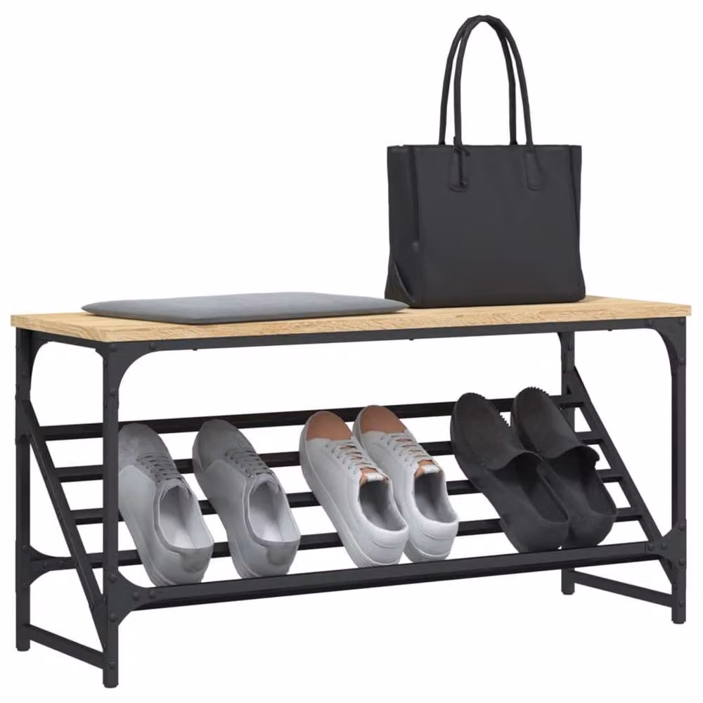 Berkfield Home Sonoma Oak Shoe Rack in Brown, W/D/H: 90 x 30 x 45 cm – 3