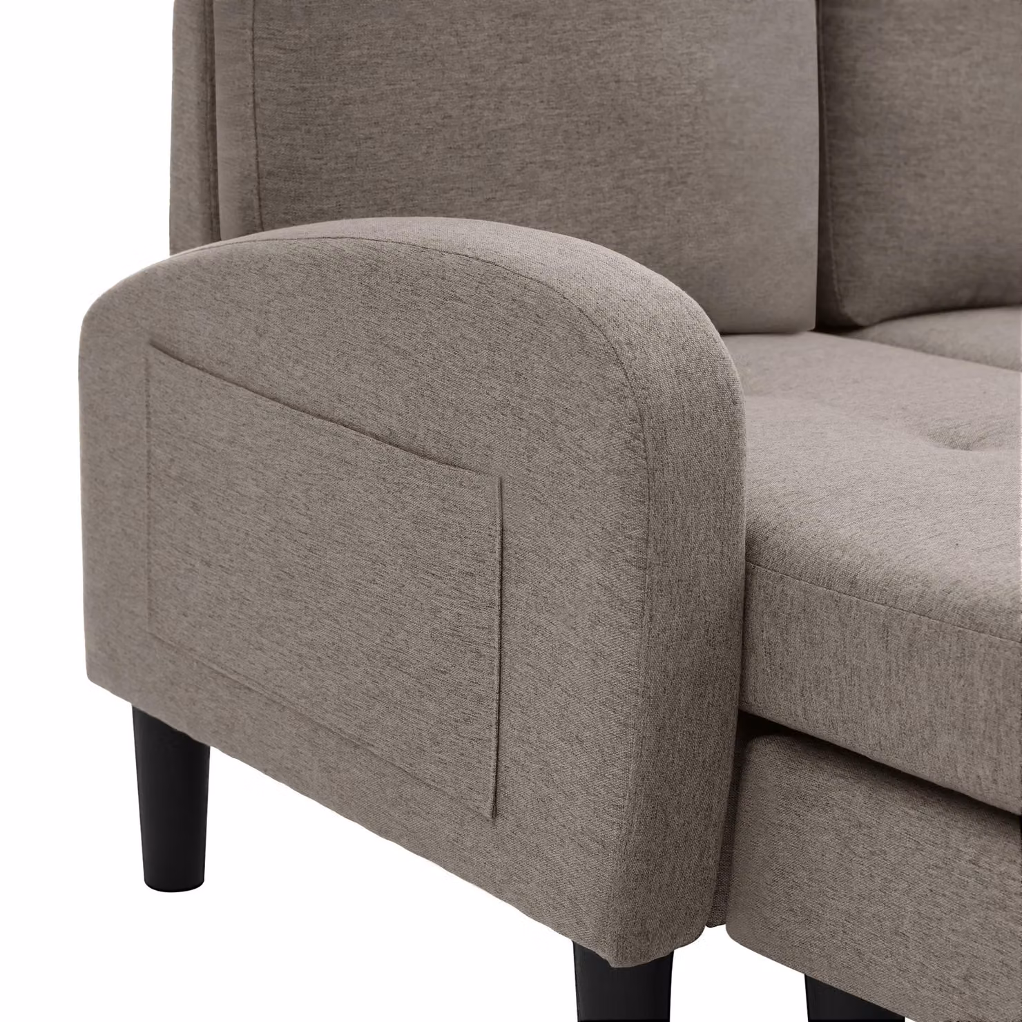 Aosom UK 3-Seater L-Shaped Sofa with Reversible Chaise Lounge in Dark Grey, W/D/H: 118 x 116 x 77 cm – 7