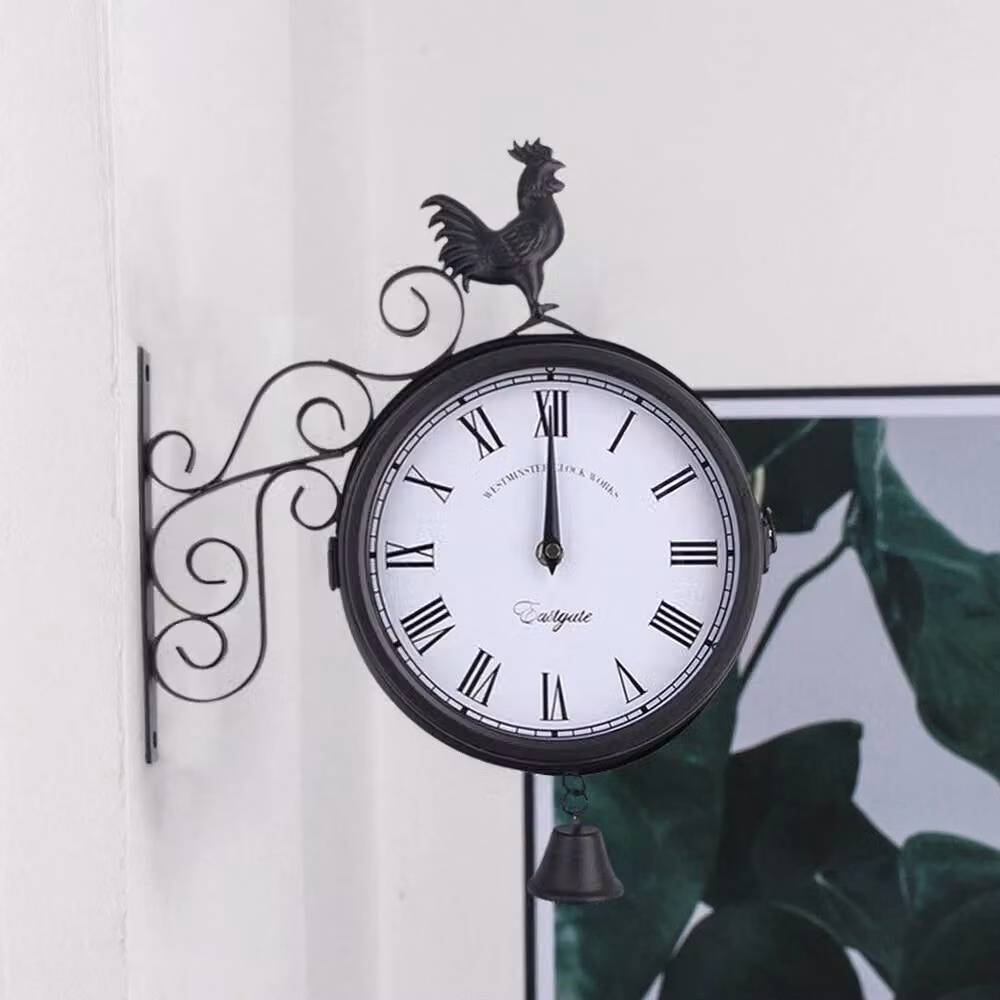 EONLION Paddington Station Vintage Style Outdoor Garden Wall Clock, Black, Diameter: 100 cm – 2