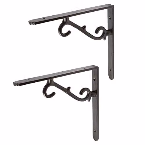 Hammer and Tongs Matt Black Scroll Iron Shelf Bracket, Pack of 2 – 1