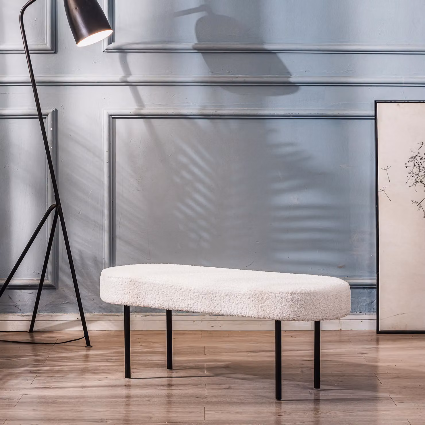 Nordlys Scandinavian Design Bench with Metal Legs in White – 2