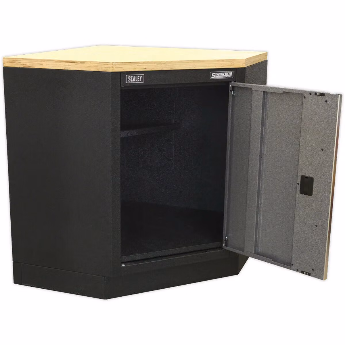 Loops Black Multicolour Modular Corner Floor Cabinet with Lockable Hinged Doors and Internal Shelves W/D/H: 86.5 x 41.71 x 91.0 cm – 3