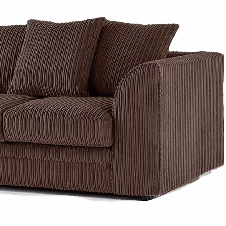 Furnishings For Less UK Luxor 3 Piece Sofa Suite in Chocolate Brown Jumbo Cord Fabric with Scatter Cushions