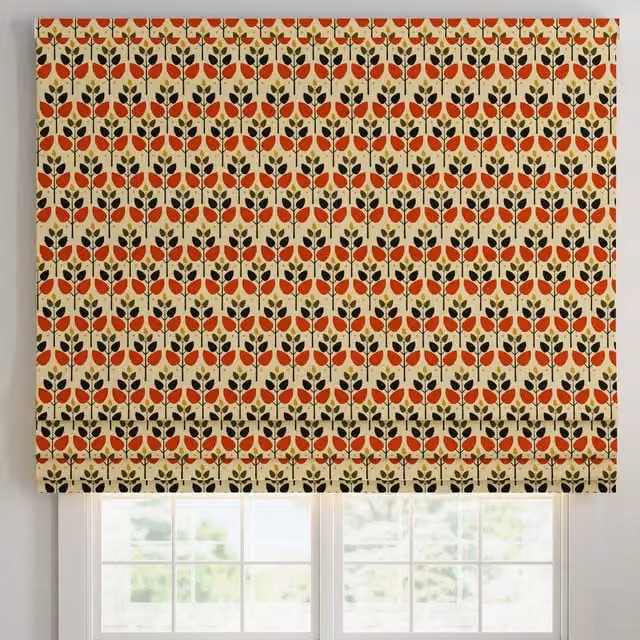 ANTE DECOR Cadiz Printed Cotton Made To Measure Roman Blind in Burnt Umber
