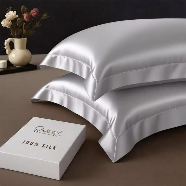 Sweet Dreams Plain Silk Pillowcase in Silver Grey