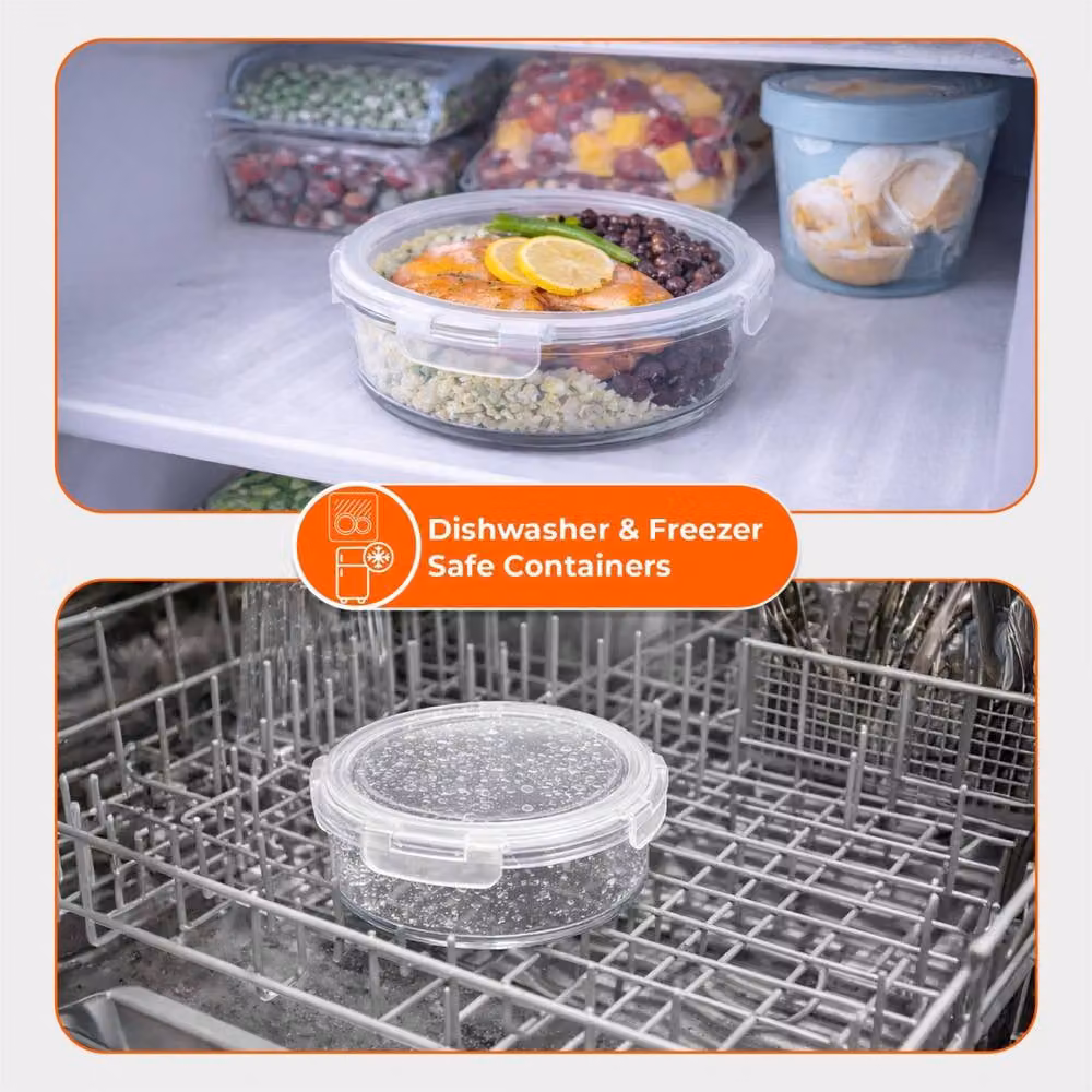 Kelvenix 4 Piece Glass Food Container Set with Snap Lock Lids in Clear – 2