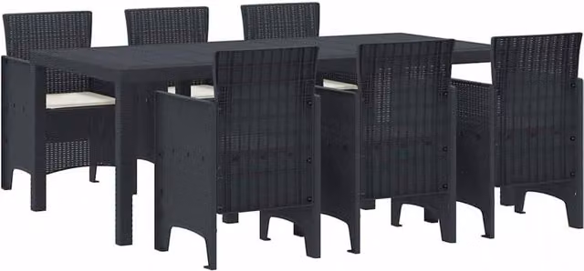 Berkfield Home 7 Piece Anthracite Poly Rattan Garden Dining Set with Cushions – 1