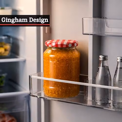 Orsina Clear Glass Airtight Storage Jar with Red Gingham Lid, 630ml – 6