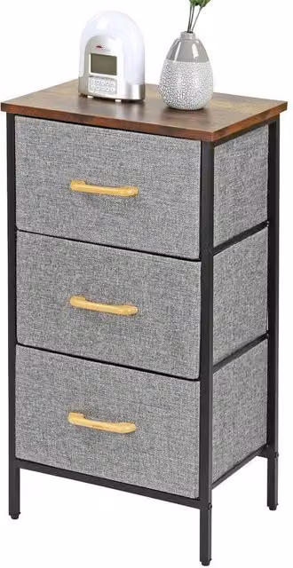Kelvenix 3 Drawer Fabric Chest of Drawers in Grey and Brown