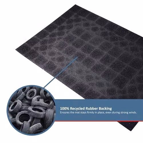 Nicoman Heavy Duty Rubber Boot Scraper Doormat, Non-Slip and Weatherproof, Rectangular, Blue Border, W/D: 90 x 60 cm – 6