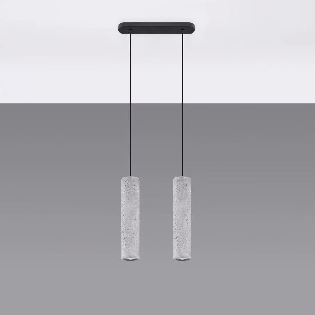 Sollux Lighting Industrial Grey Concrete Suspended Pendant Lamp with 2 Lights, W/D/H: 90 x 30 x 6 cm – 2