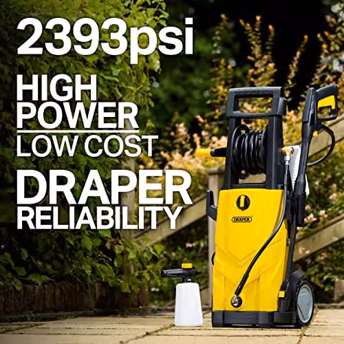 Draper PW2200 Electric Pressure Washer in Yellow, 165 Bar High Power Jet Washer with Snow Foam Attachment – 2