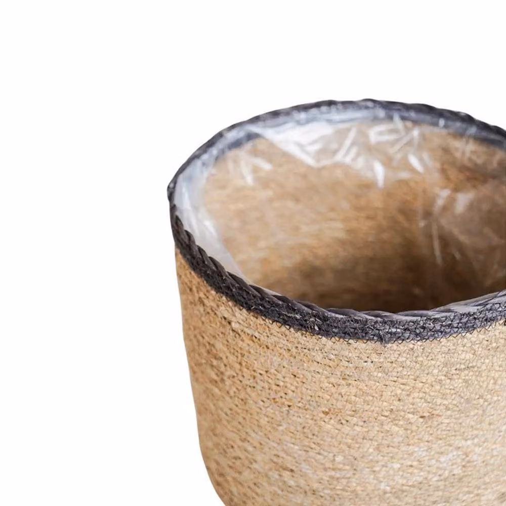 Ivyline Theo Rim Basket Planter Set of 2 in Grey and Beige Reed and Seagrass – 2