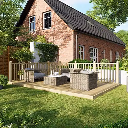 Powersheds Premium Wooden Decking Kit with Hand Rails in Brown and Beige