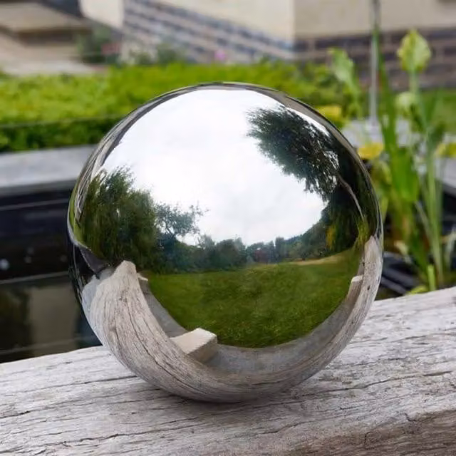Marco Paul Silver Stainless Steel Gazing Ball Garden Ornament, Diameter: 25 cm – 1
