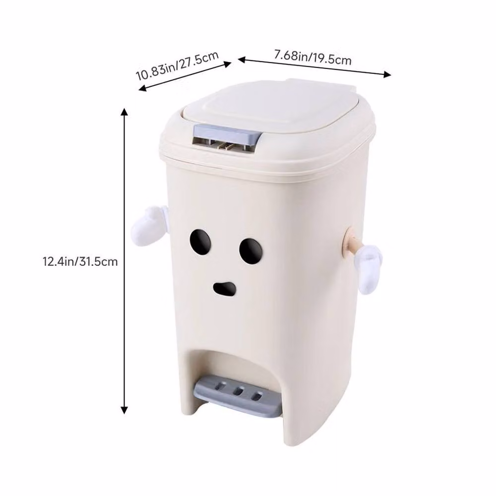 Kelvenix 10 L White Plastic Pedal Dual-Open Trash Can – 2