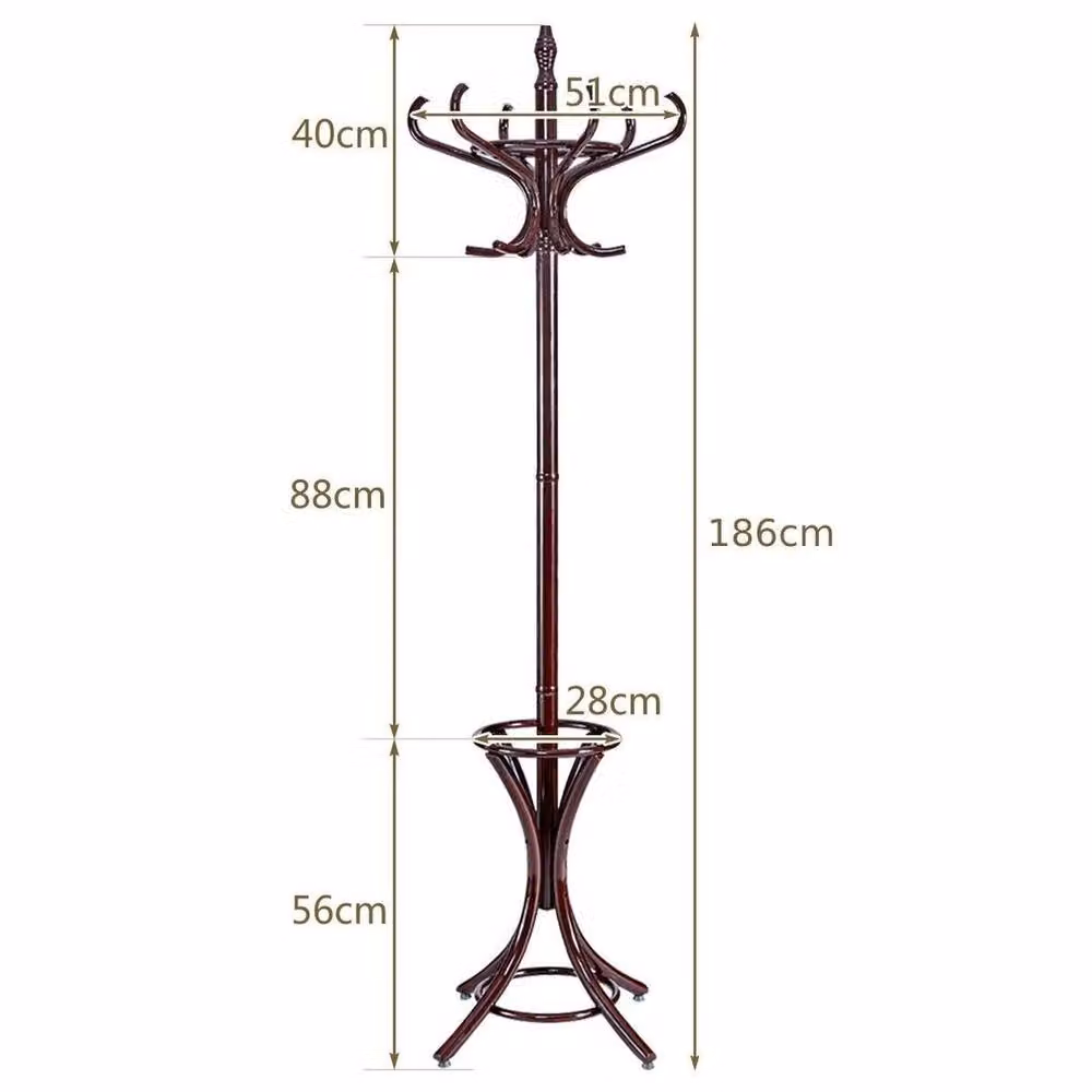 SPETLEK Wooden Coat Rack and Hallstand with 12 Hooks in Brown – 2