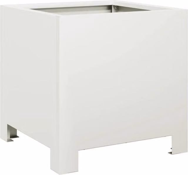 Berkfield Home Steel Garden Planter Tub, White, W/D/H: 30 x 30 x 30 cm – 1