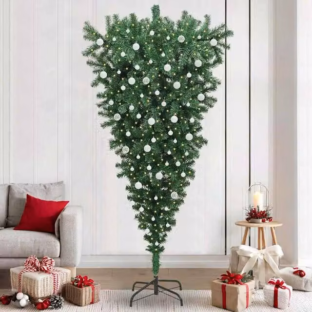 Berkfield Home Green Upside-down Artificial Pre-lit Tabletop Christmas Tree with Ball Set – 1