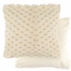 New Edge Blinds Leah Collection Deluxe Faux Fur Cushion Cover in Beige and White, W/D/H: 43 x 43 x 43 cm