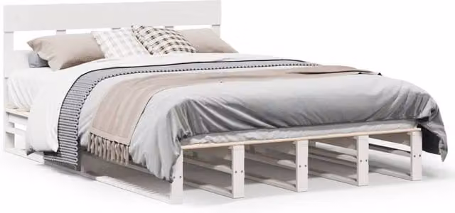 Berkfield Home Small Double Solid Wood Pine Bed Frame, White, W/D/H: 120 x 190 cm