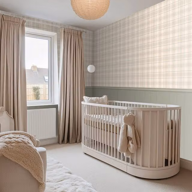 I Love Wallpaper Classic Checked Abstract Wallpaper in White and Beige