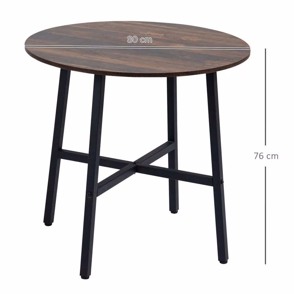 NESTLUNE Round Kitchen and Dining Table in Brown and Black – 1