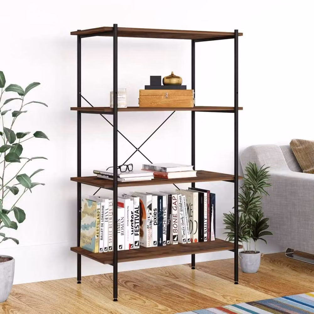 Berkfield Home Sturdy 4-Tier Shelving Unit in Black and Brown, W/D/H: 80 x 40 x 130 cm – 2