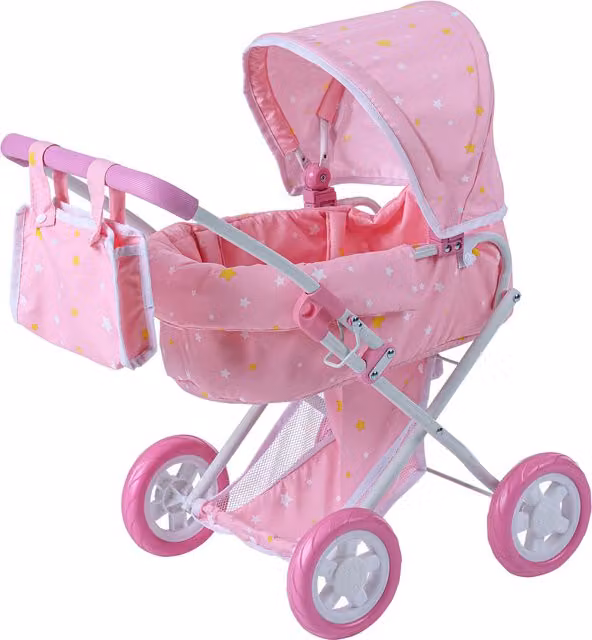 Olivia's Little World Twinkle Stars Princess Deluxe Baby Doll Stroller in Pink, White and Gold