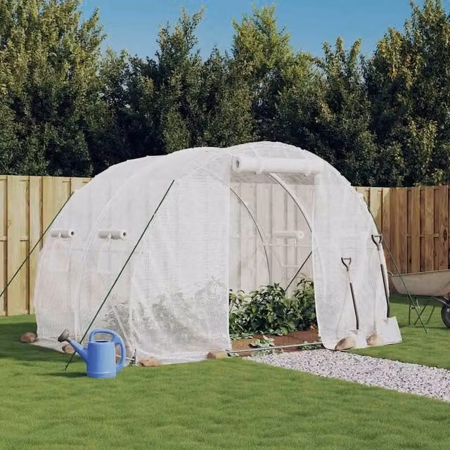 Berkfield Home Freestanding Steel Frame Greenhouse in White, W/D/H: 6 x 3 x 2 m – 1
