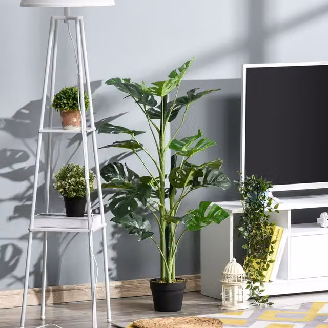OUTSUNNY Artificial Monstera Tree in Pot, Green, Height: 100 cm