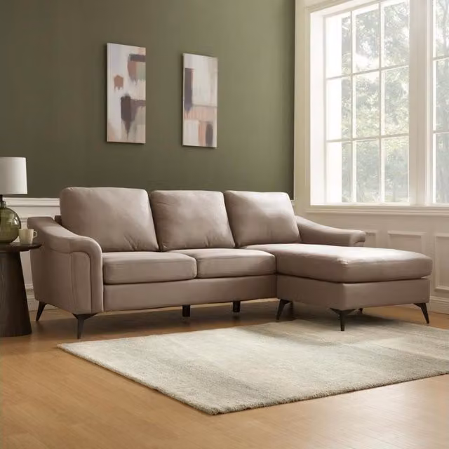 Ashby 3 Seater Reversible L-Shape Chaise Sofa in Brown with Sleeping Function