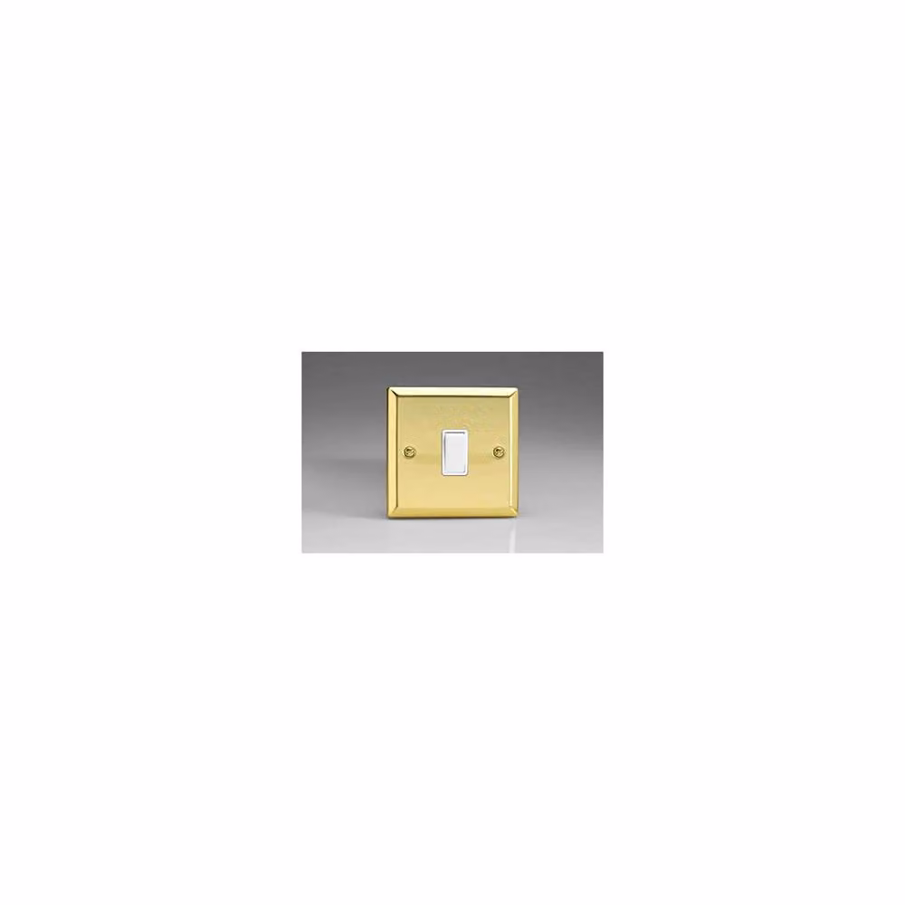 Varilight 1-Gang Rocker Switch in White and Yellow Victorian Brass – 2