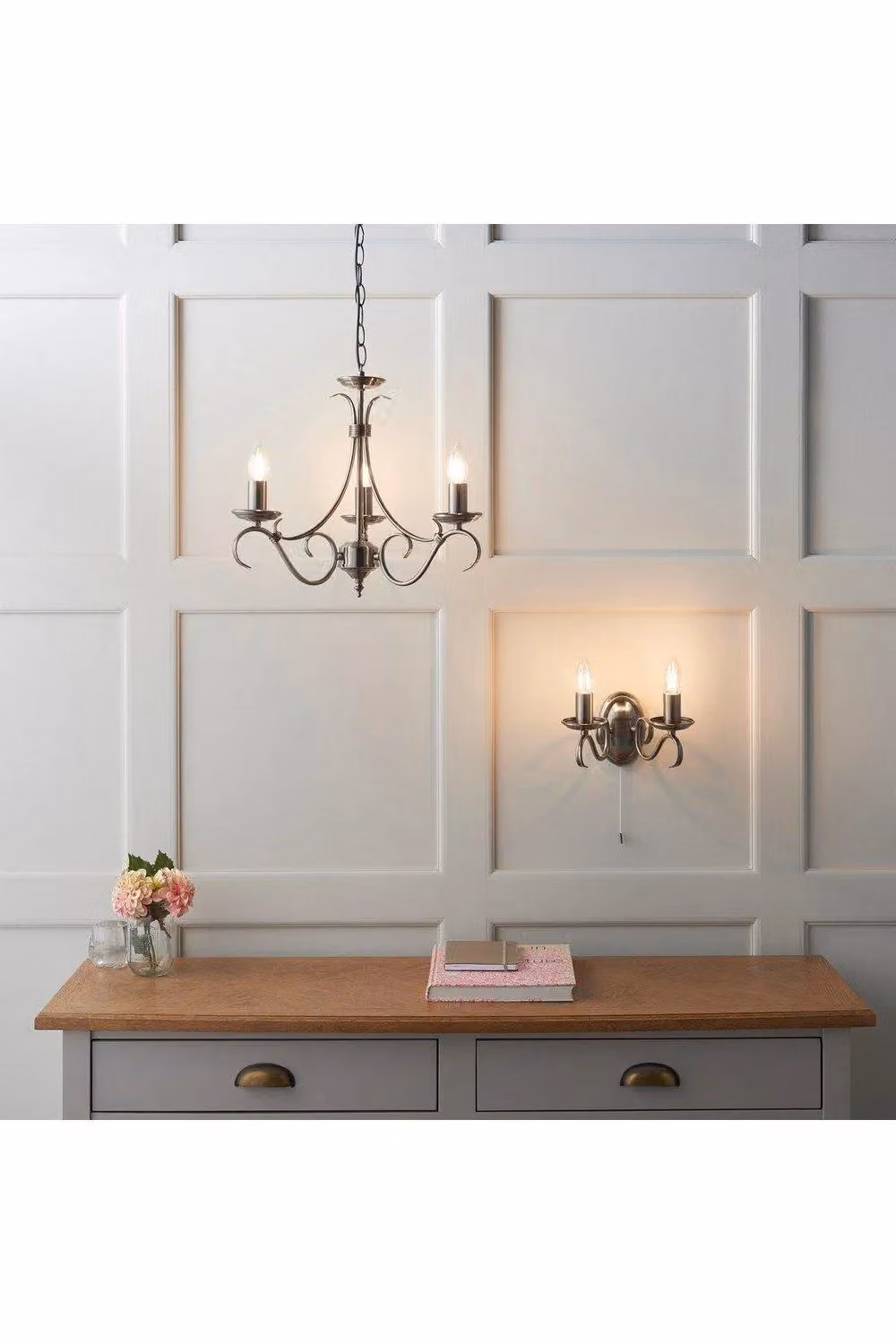 Netlighting Bernice 3 Light Multi Arm Ceiling Pendant in Antique Gold Brass with E14 Sockets – 2
