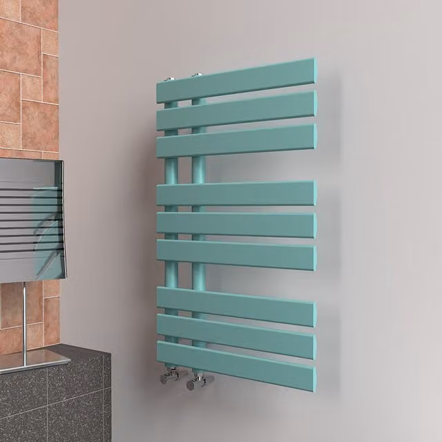 Lux Heat Open Flat Coloured Towel Radiator in Light Aqua Green, W/H: 50 x 80 cm
