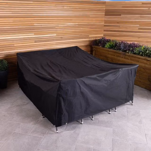 Charles Bentley Premium Waterproof Rectangular 6 Seat Garden Furniture Cover, Black, W: 215 cm, D: 173 cm, H: 80 cm